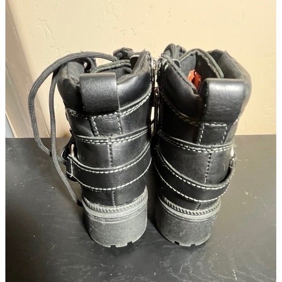 Harley Davidson Leather Moto Ankle Boots Lace Up Side Zip Buckle Womens 6.5 - Picture 4 of 6